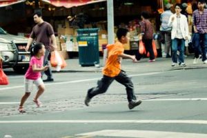 kids crossing street