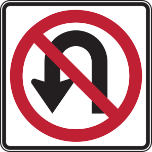 are u turns illegal in nj? u-turn signpost
